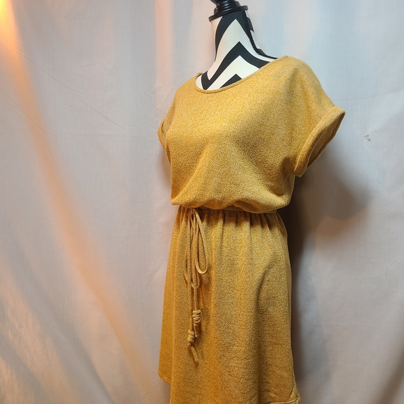 12 Pm By Mon Ami Mustard Mini Slub Terry Knit Dress - Picture 3 of 5
